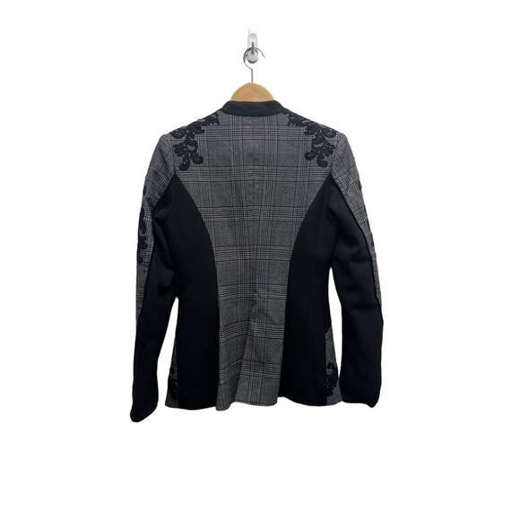 Jonathan Simkhai Wool Plaid Jacket Black and White Size 2 - Picture 6 of 10